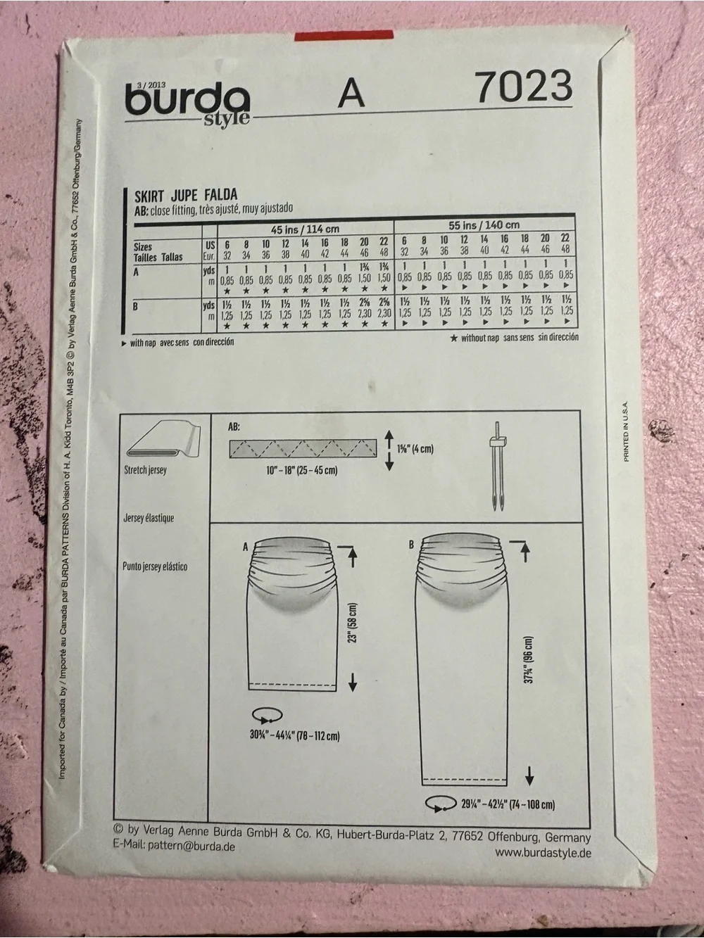 BN UNCUT BURDA 7023 MATERNITY SKIRT SEWING PATTERN